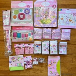 Others Follow Pink and Purple Baby Shower Decorations Set